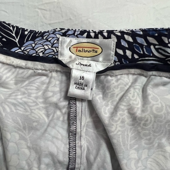 Talbots Stretch Blue & White Print Ankle Pants - Women's Size 16 - Picture 4 of 9